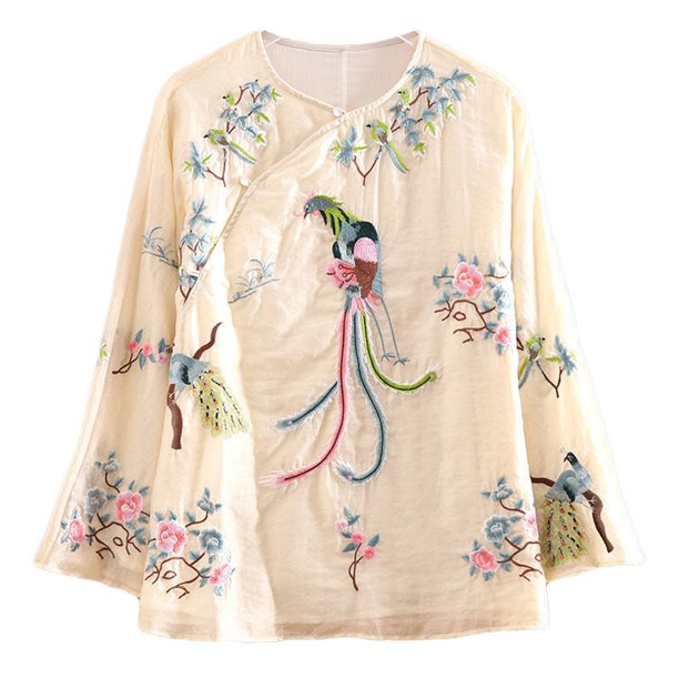Blusas de mujer Tops bordados Tops de mujer Túnica Camisas sueltas Casual y de trabajo, ropa tradicional Adepaton BST3006081-2