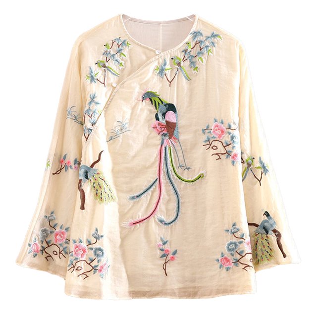 Camisas para Mujer Tops Bordados Tops para Mujer Túnica Blusa Suelta para Informal y de Trabajo, Ropa Tradicional
