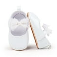 thumbnail image 6 of Infant Baby Girls Princess Wedding Dress Mary Jane Flats Toddler Soft Sole First Walker Sparkly Lightweight School Uniform Shoes (0-3 Months, White), 6 of 8