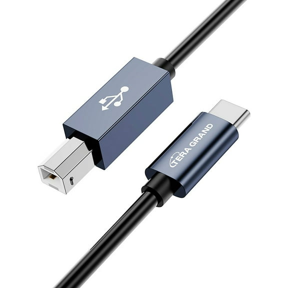 Tera Grand USB 2.0 USB-C to USB-B MIDI and Printer Cable 10 ft. Black