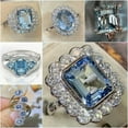 thumbnail image 2 of K-KED Gorgeous 925 Silver Wedding Rings for Women Blue Cubic Zirconia Ring Size 6-10-9-Blue#5, 2 of 9