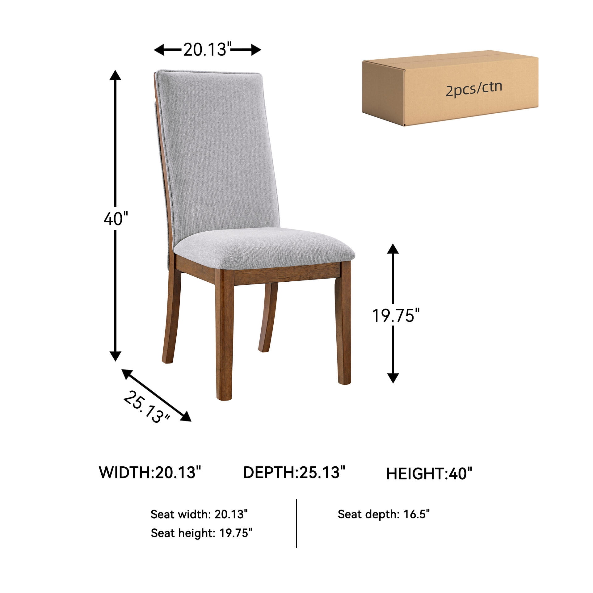 Signature Design by Ashley Lyncott Upholstered Dining Side Chair, Beige/Brown, Mid-Century Modern Wood Chair with Fabric Seat