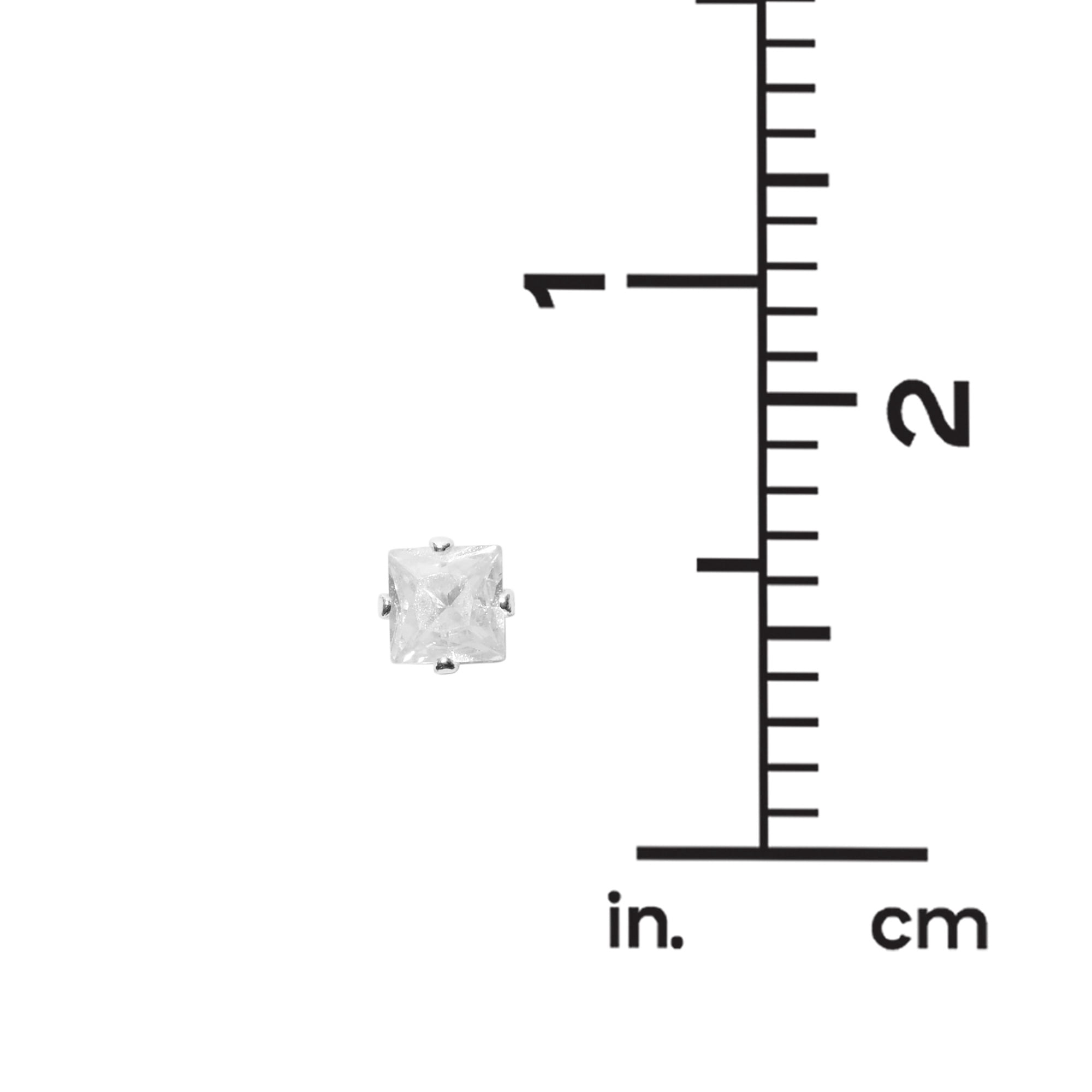Claire's Teen Girls Clear and Black Cubic Zirconia Square Stud Earrings, 2-Pack, 5MM