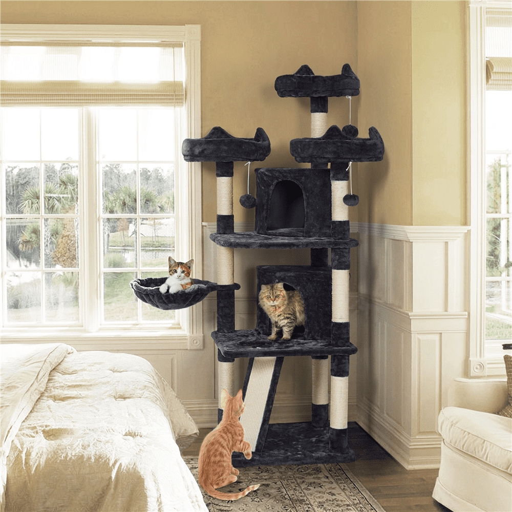 Renwick 68.5in Multi-Level Cat Tree Caves Condos, Black