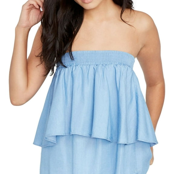 Rachel Roy Womens Tiered Knit Blouse, Blue, Medium