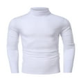 thumbnail image 4 of Fall Shirts for Men casual fashion solid color high collar long sleeve slim fit T-shirt, 4 of 5