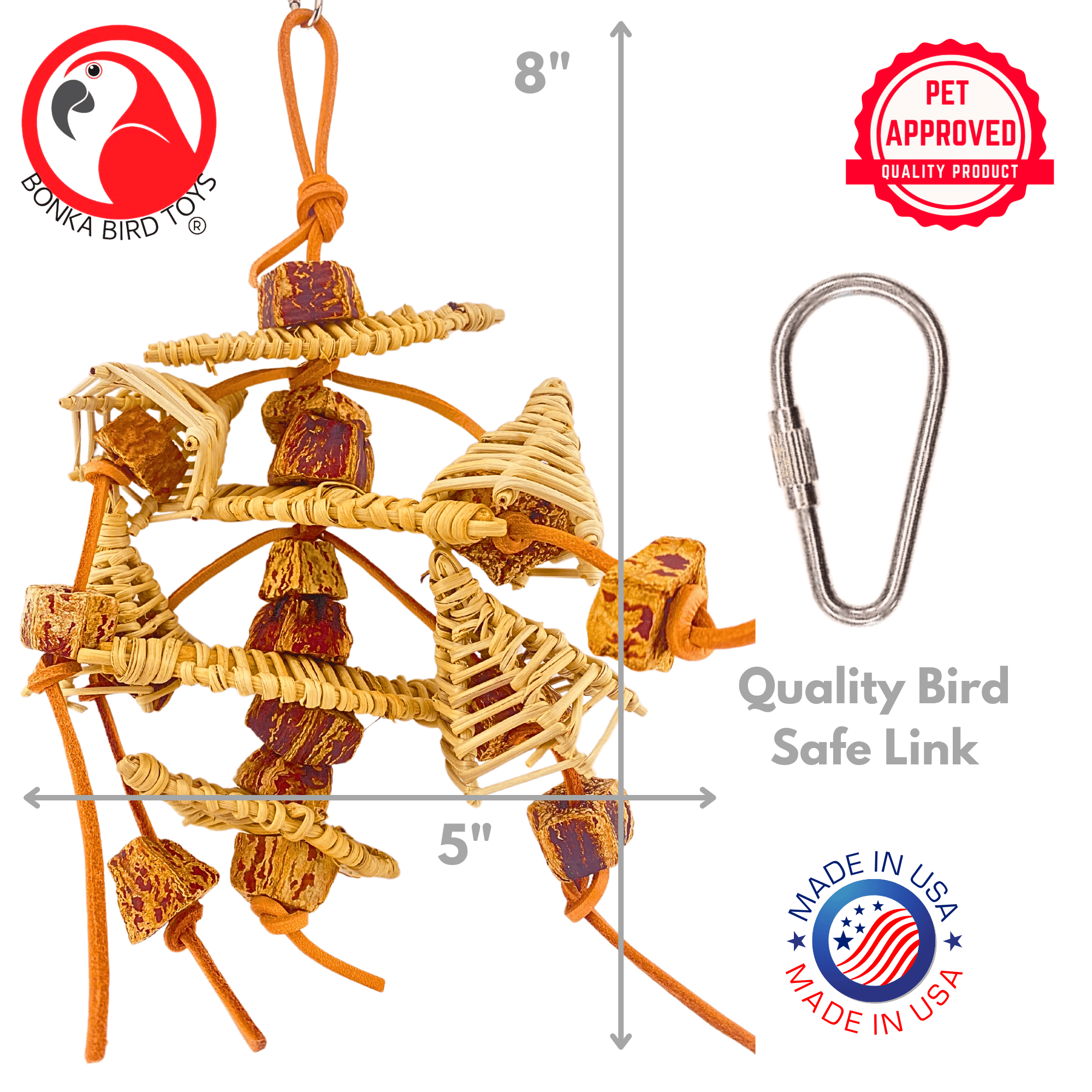 Bonka Bird Toys 1145 Mahogany Jumble Vine Leather Small Medium Parrot Cage Chew