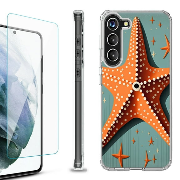 OneToughShield ® for Samsung Galaxy S23  S23 Plus 5G Shockproof Bumper Phone Case, with Tempered Glass Screen Protector - Sea Star