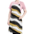 thumbnail image 5 of Black White Marble Gold Wave Pattern Apron-Garden Aprons for Women with Pockets-Cotton Linen Waterproof Kitchen Cooking Gardening Aprons Adjustable for Kitchen,Cooking,BBQ and Salon 33x27 Inch, 5 of 7