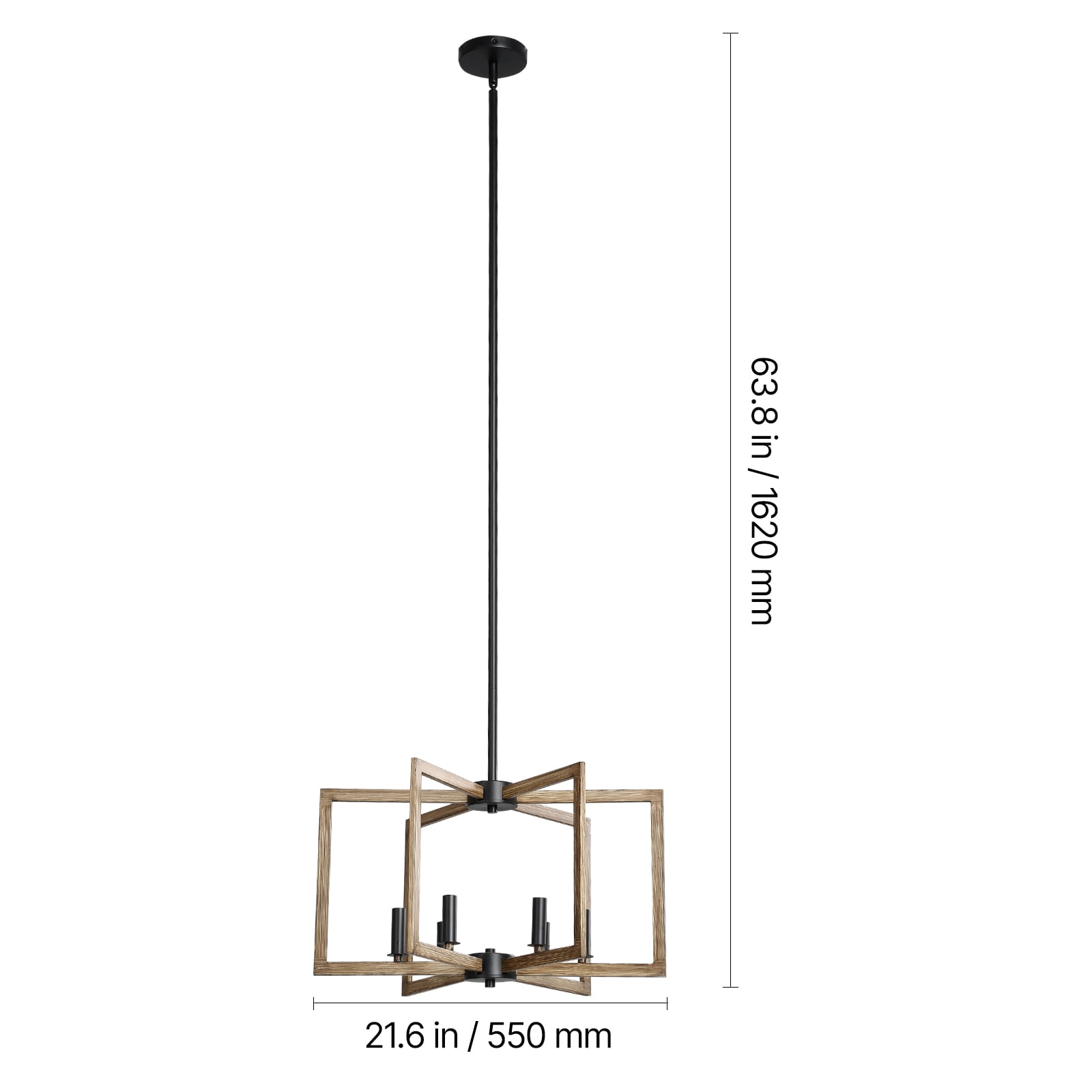 VEVOR 6-Light Chandelier, Metal Farmhouse Chandelier, Adjustable Height, Dining Room Hanging Light Fixture for Ceilings, Modern Chandelier for Bedroom, Foyer, Hall, Kitchen, Living Room