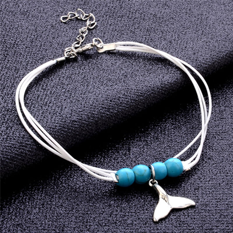 Turquoise Fish Multilayer Anklet Barefoot Sandal Beach Foot Ankle Bracelet TO 