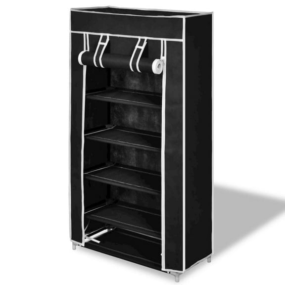vidaXL 5 Tier Shoe Rack Tower Portable Storage Organizer w/ Shelf Black/Brown