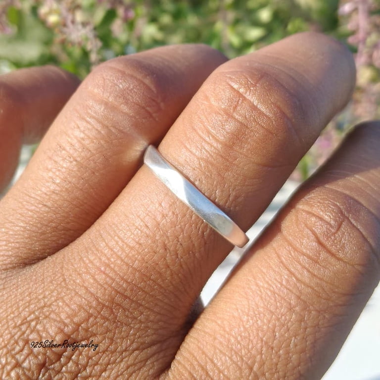 TRIDHA SILVER- Silver Band Ring Handmade Wavy Organic 925 Sterling