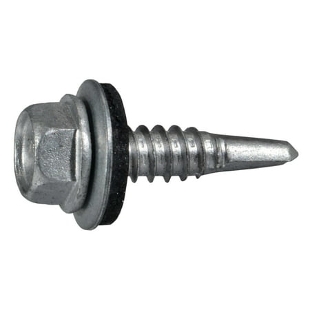 

#14 x 1 Silver Hex Head Self-Drilling Screws with Sealing Washers (100 pcs.)