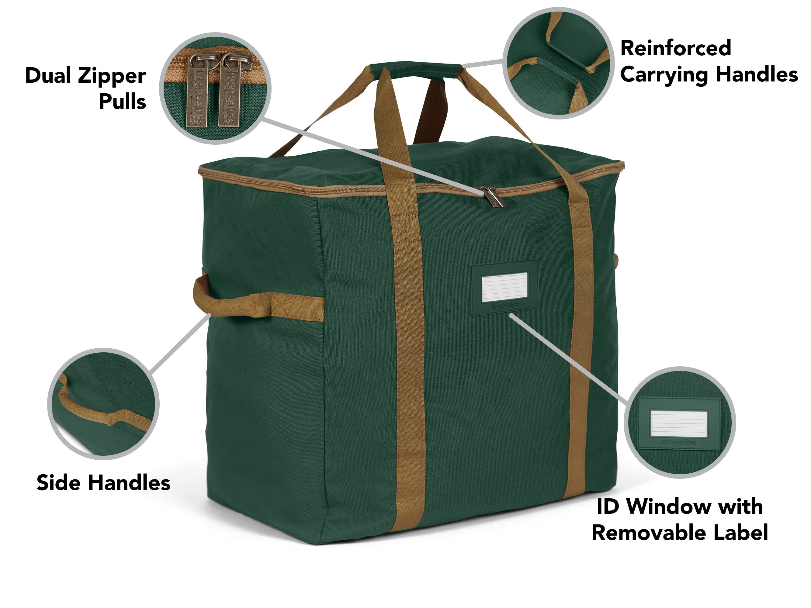 Covermates Keepsakes Treasurekeeper Storage Bag - Carrying Handles, ID Window - Holiday Storage, Green