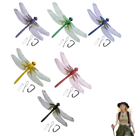 Dwellin 1 Pack Lifelike Dragonfly Garden Stakes Decor Plastic Yard Ornaments Horse Fly Scare Devices for Hats Outdoor Indoor - Black