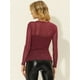 thumbnail image 3 of Blusa de Fiesta Transparente Allegra K Manga Larga Vino Rojo S, 3 of 4