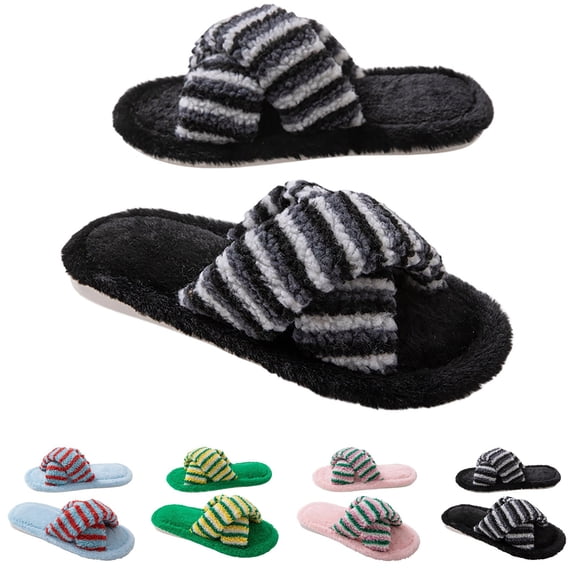 Agkizg Womens Fuzzy Slippers, House Slippers, Multi Size Fuzzy Lined House Slippers Warm Plushes Comfortable Casual Indoor Winter Slippers