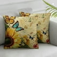 thumbnail image 3 of Summer Vintage Sunflower Pillow Cover Botanical Butterfly Design with Antique Script, Nature-Inspired Cushion Case for Seasonal Home Decor, 3 of 7