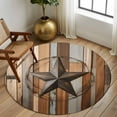 thumbnail image 3 of Round Rugs 8 Ft, Country Star Brown Non Slip Area Rugs for Kitchen Bedroom Entryway, Western Texas Vintage Farmhouse Wooden Washable Carpet Runner Rug Floor Mats for Bedroom Home Decor, 3 of 9