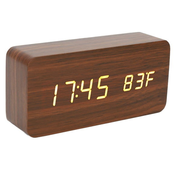 Reloj despertador digital Jadeshay de madera LED alarma para dormitorio
