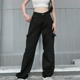 thumbnail image 2 of Sngxgn Capri Pants for Women Casual High Waist Solid Loose Long Straight Pants(Black,M), 2 of 8