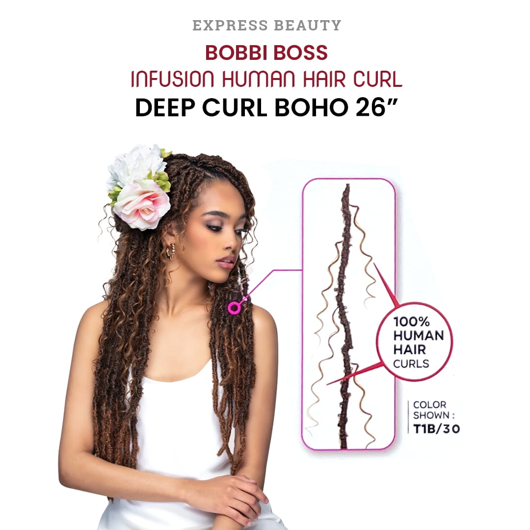 Ebo Bobbi Boss Infusion Human Hair Curl Crochet Braid Deep Curl