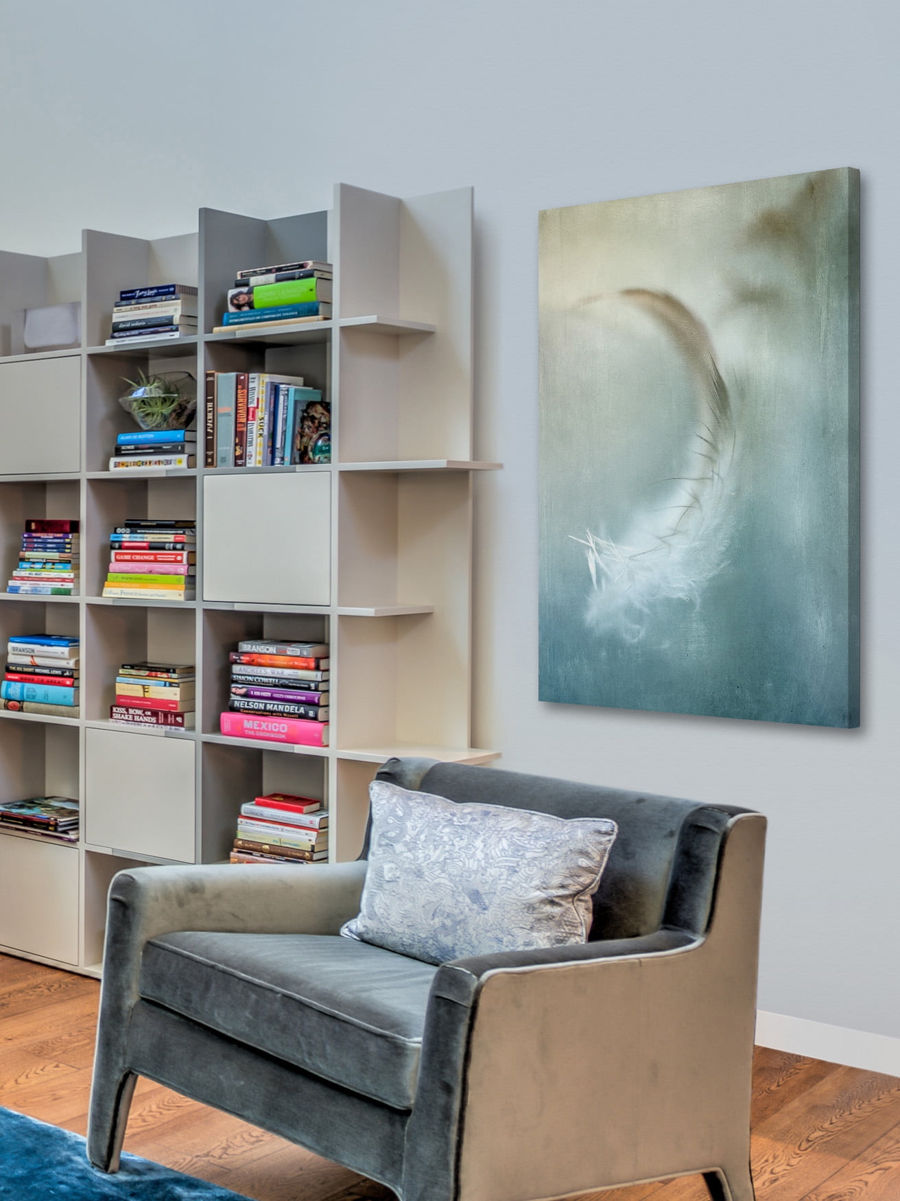 "Wind Blown Feather" Painting Print on Wrapped Canvas