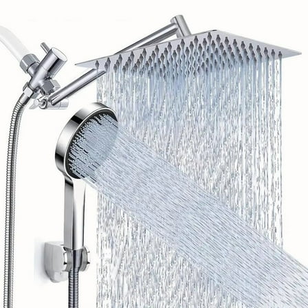 Shower Head Combo 12Inch High Pressure Rain Shower Head with 11 Inch Adjustable Extension Arm and 3 Settings Handheld Shower Head Combo with Long Hose