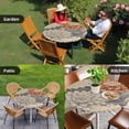 thumbnail image 4 of Burnt Orange Grey Flower Round Tablecloth for 36-44 Inch Tables, Fitted Table Cover with Elastic Edge, Botanical Spring Floral Waterproof Outdoor Table Cloth Protector for Patio Garden Dinner Picnic, 4 of 9