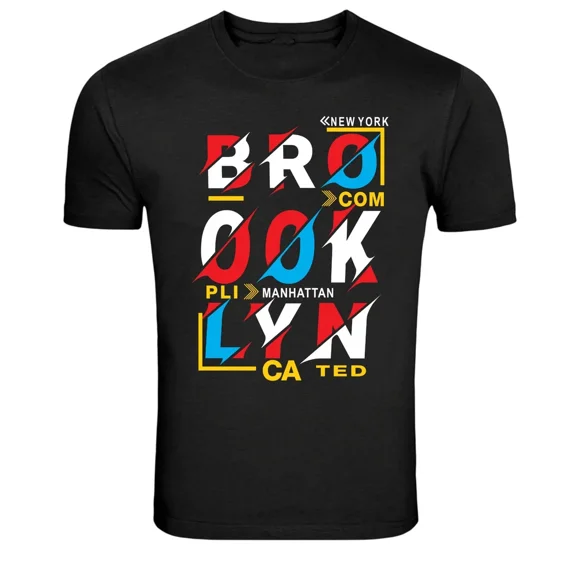 New York Brooklyn Manhattan Typography NYC City Streetwear Unisex T-Shirt K1495, S-5XL