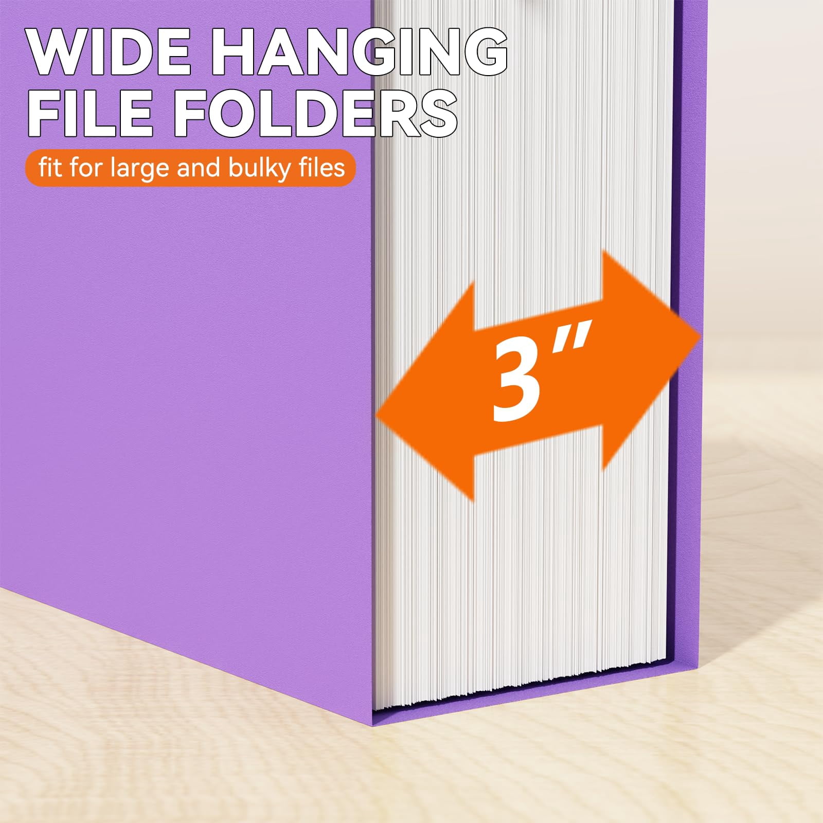 Extra Capacity Hanging File Folder Letter Size 3" Expansion Plastic Organizer For Filing Cabinet Folders Office Home Reinforced Black Heavy Duty Hang With Tabs 12 Pack