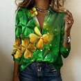 thumbnail image 5 of Craaazy Women's Shamrock Graphic St. Patrick's Day Printed Casual Long Sleeve Loose Button Turndown Collar Shirt Gifts, 5 of 5