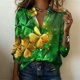 thumbnail image 5 of TaTaai Ladies Fashion St. Patrick's Day Printed Satin Long Sleeve Shirt Lapel Button Down Casual Loose Blouse Satin Top for Daily Party Work Vacation Spring Winter Wear Gift, 5 of 5