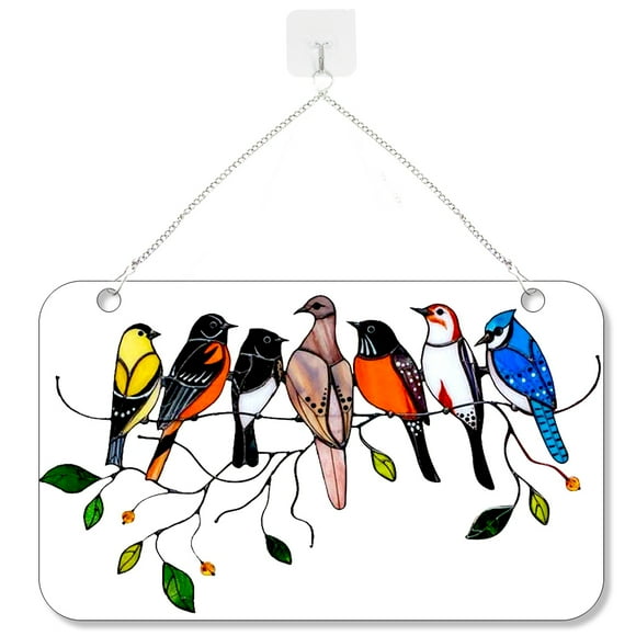 Yeacher Birds Ornaments Bird Series Ornaments Glue Window Hangings Spring Bird Ornaments Spring Bird Coloured