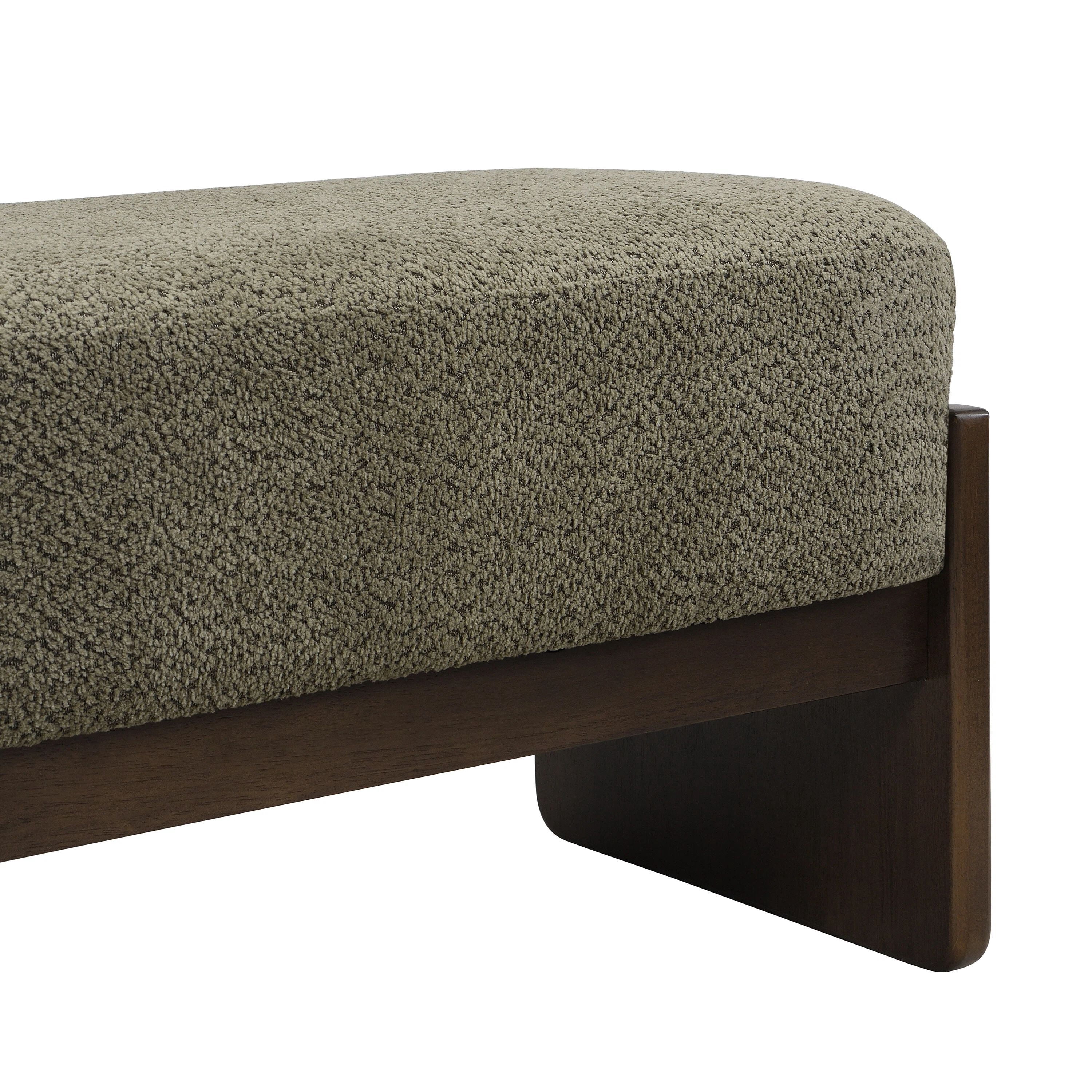 Euroco 64" Rectangular Loop Yarn Fabric Ottoman Bench,Entryway Bench, End of Bed Bench for Living Room, Bedroom,Dark Green