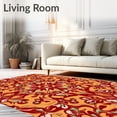 thumbnail image 2 of ODIKA 6x9 Machine Washable Non-Slip Area Rug, Whimsical Blossom Reverie with Interlocking Petal Motifs and Dreamy Flourishes High Traffic Rug, Orange, 666902, 2 of 7