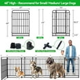 thumbnail image 6 of Dog Fence Outdoor 16 Piece Panels 40" Height, Square Steel Pipe with Reinforced Crossbars, Anti-Rust Heavy Duty Dog Playpen with Doors Portable for Yard RV Camping, Total 36FT, 103 Sq.ft, Snowy Black, 6 of 6