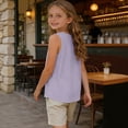 thumbnail image 6 of hoksml Girls Cotton Linen Blend Sleeveless Tank Top, Casual Crew Neck Sleeveless Shirt, Breathable Summer Top for Kids, 6 of 9