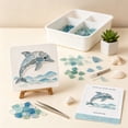 thumbnail image 7 of Dolphin Sea Glass Art DIY Craft Kit,Beginner Friendly Coastal Nautical Decor Painting Set with Wooden Display Easel,Beach Ocean Themed Handmade Art Kit for Adults Teens, 7 of 7