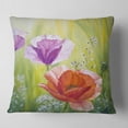 thumbnail image 2 of Designart Poppies in the Morning - Floral Throw Pillow - 16x16, 2 of 5