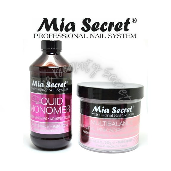 Mia Secret Liquid Monomer 8 oz and NATURAL PINK Powder 8 oz