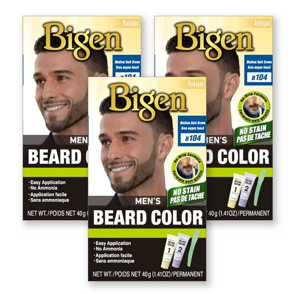 Bigen Men’s Beard Color 104 Medium Dark Brown - 3 Pack