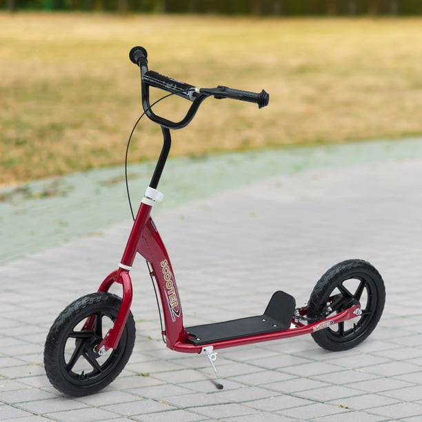 HOMCOM Trottinette pour Enfants Velo de Rue pour Adolescents Jouet a Chevaucher avec Pneu de 12 Pieds pour 5 12 Ans Rouge