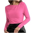 thumbnail image 1 of Timegard Womens Long Sleeve T Shirts Round Neck Trendy Tops Solid Color Casual Comfy Basic Blouses, 1 of 4