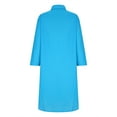 thumbnail image 6 of JNGSA Bodycon Dresses for Women 2023,Women Long Shirts Dress Cotton Linen Loose Fit Dress Long Sleeve Side Slit Dress Button Lapel Maxi dress Light Blue, 6 of 6