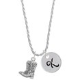 thumbnail image 1 of Delight Jewelry Silvertone Cowboy Boots Silvertone Script Initial Disc - K - Charm Necklace, 20"+3", 1 of 4