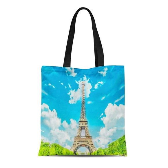 NUDECOR Canvas Bag Resuable Tote Grocery Shopping Bags the Eiffel Tower New 7 Wonders of World La Tour Tote Bag