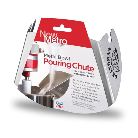 New Metro Design Pouring Chute Accessory, Fits Most Metal Stand Mixer Bowls, Grandma’s Kitchen