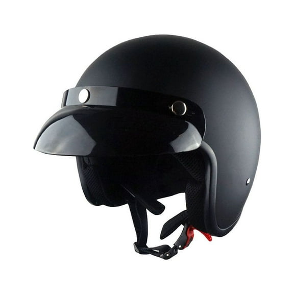 1Storm Motorcycle Open Face Helmet Mopeds Scooter Pilot Half Face Helmet HKY207, Matt Black